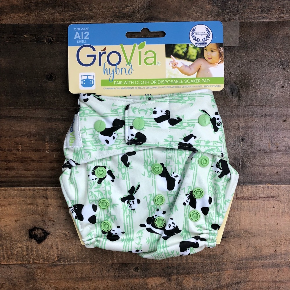 NIP GROVIA Pudge Green Shell Snap Cloth Diaper